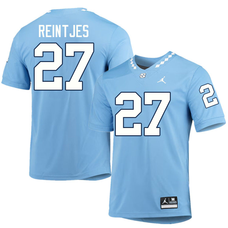 #27 Graham Reintjes North Carolina Tar Heels College Football Jersey Stitched-Carolina Blue